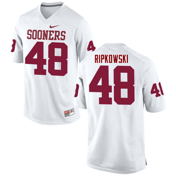 Men Oklahoma Sooners #48 Aaron Ripkowski College Football Jerseys Game-White - Click Image to Close